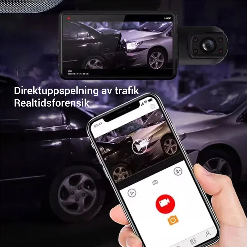 HD-Wifi-Bilkamera med tre inspelningar