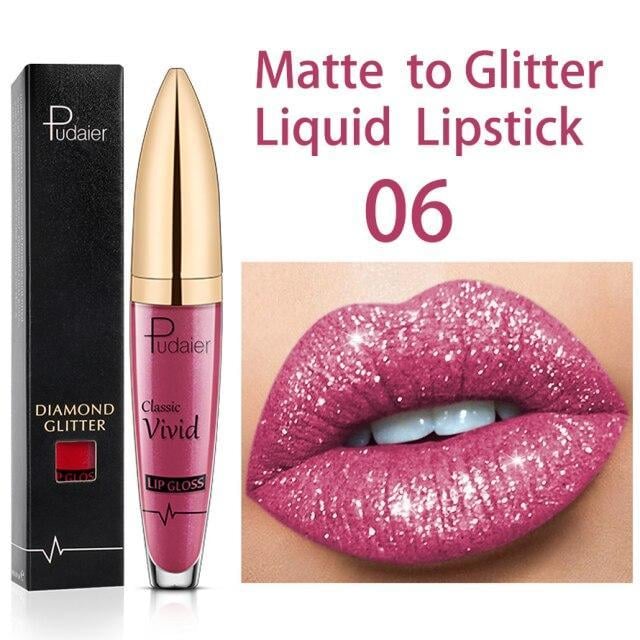 Diamond Lip Gloss Matte To Glitter Flytande läppstift Vattentätt🎁