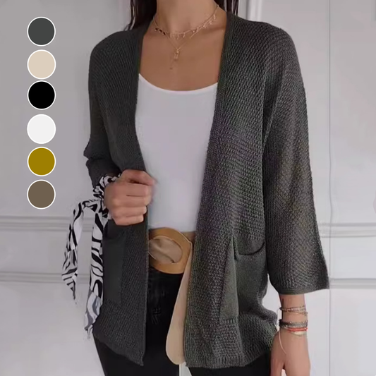 ✨ Casual stickad kappa med öppen front