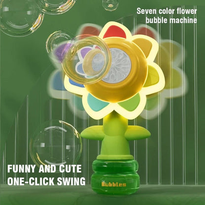 🌻 50% RABATT! 🫧 Solrosformad Bärbar Elektrisk Bubbeltillverkningsleksak – Automatiska Bubbel, Söt Design & Perfekt för Barn 🎈