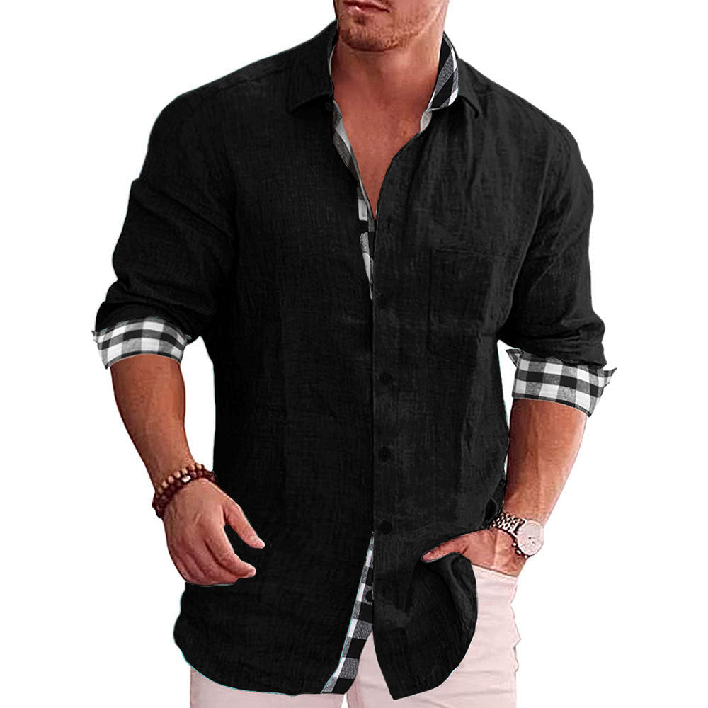 2024 Summer Gentleman Panelklädd Casual Knoppar Pocket Blus