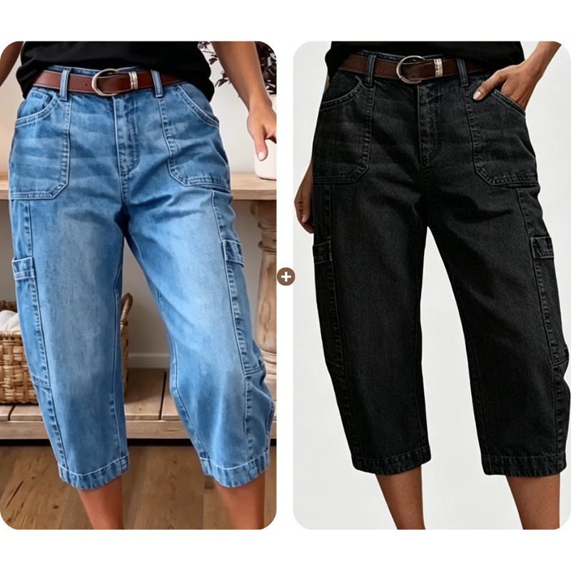 📢Mellanårsrea: 50 % rabatt – endast under en begränsad tid ⏰Korta, stretchiga jeansbyxor för dam i casual-stil