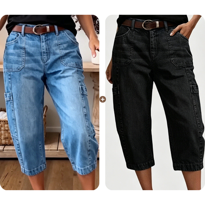 📢Mellanårsrea: 50 % rabatt – endast under en begränsad tid ⏰Korta, stretchiga jeansbyxor för dam i casual-stil