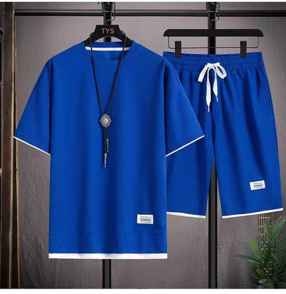 👕 50% RABATT! 🧇 Vaffeltyg Kortärmad T-shirt 2-delat Set – Bekväm Passform, Andningsbar Bomull & Perfekt För En Avslappnad Vardagslook 🏠