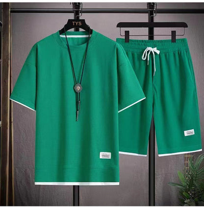 👕 50% RABATT! 🧇 Vaffeltyg Kortärmad T-shirt 2-delat Set – Bekväm Passform, Andningsbar Bomull & Perfekt För En Avslappnad Vardagslook 🏠