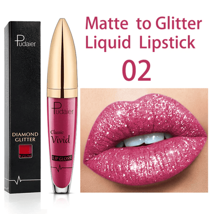 Diamond Lip Gloss Matte To Glitter Flytande läppstift Vattentätt🎁