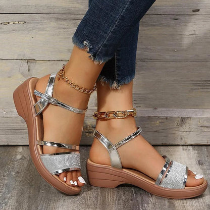 🔥Sista dagens kampanj 50% rabatt - 2024 New Women's Open Toe Wedge Orthopedic Sandals