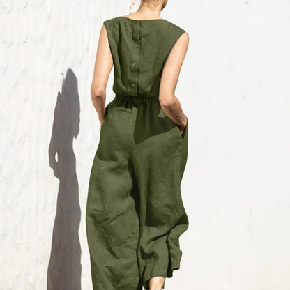 Casual lös enfärgad jumpsuit