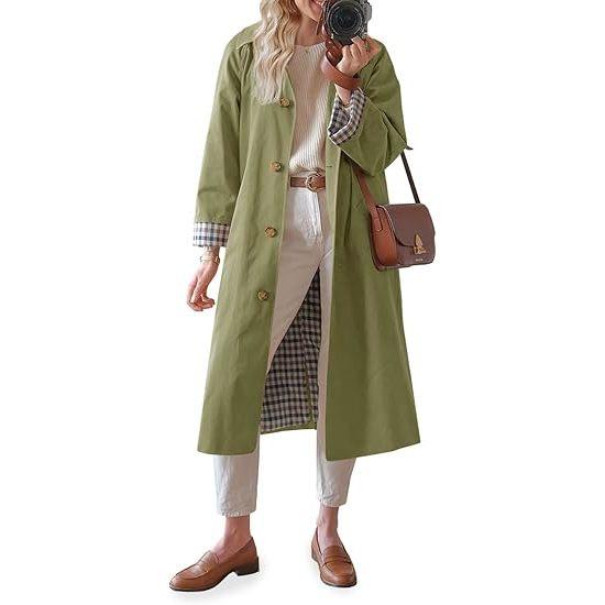 💜 SISTA DAGENS ERBJUDANDE – 50 % RABATT 💜 Trenchcoat för damer med skjortkrage och enkelknäppt knäppning