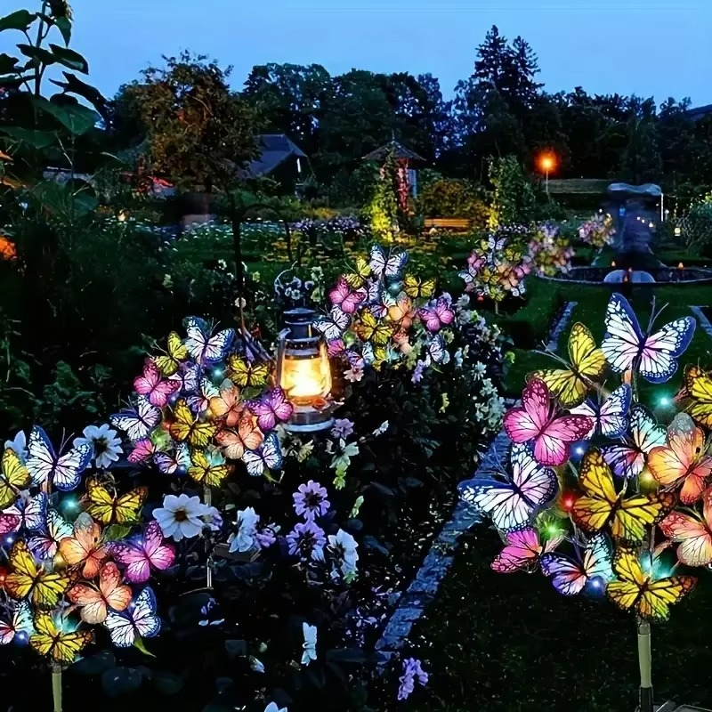🔥KÖP MER SPARA MER🔥🦋Solcellslampor för utomhusbruk i form av fjärilar💐