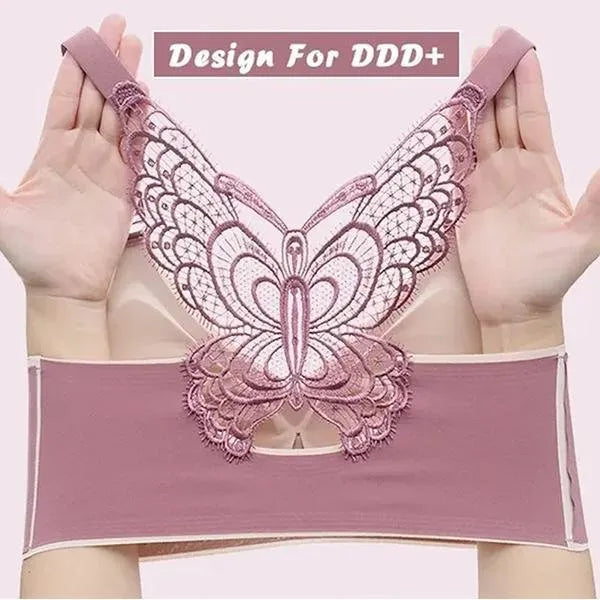🦋 48% RABATT NU! 👙 Bygellös BH med Fjärilsbroderi – Is-silke Komfort & Lyft – Perfekt för Plus Size – Bär Hela Dagen 💕