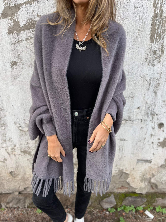 🥰Fri leverans🥰Kvinnor Långärmad Casual Tassel Sjal Coat