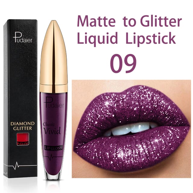 Diamond Lip Gloss Matte To Glitter Flytande läppstift Vattentätt🎁