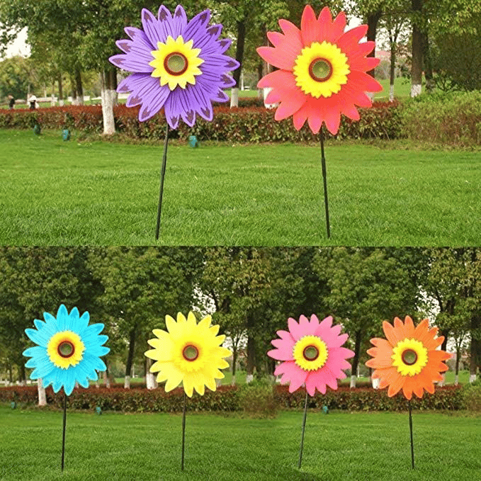 🎉 Färgglad solros-väderkvarn – för dekoration utomhus och på gården🌻