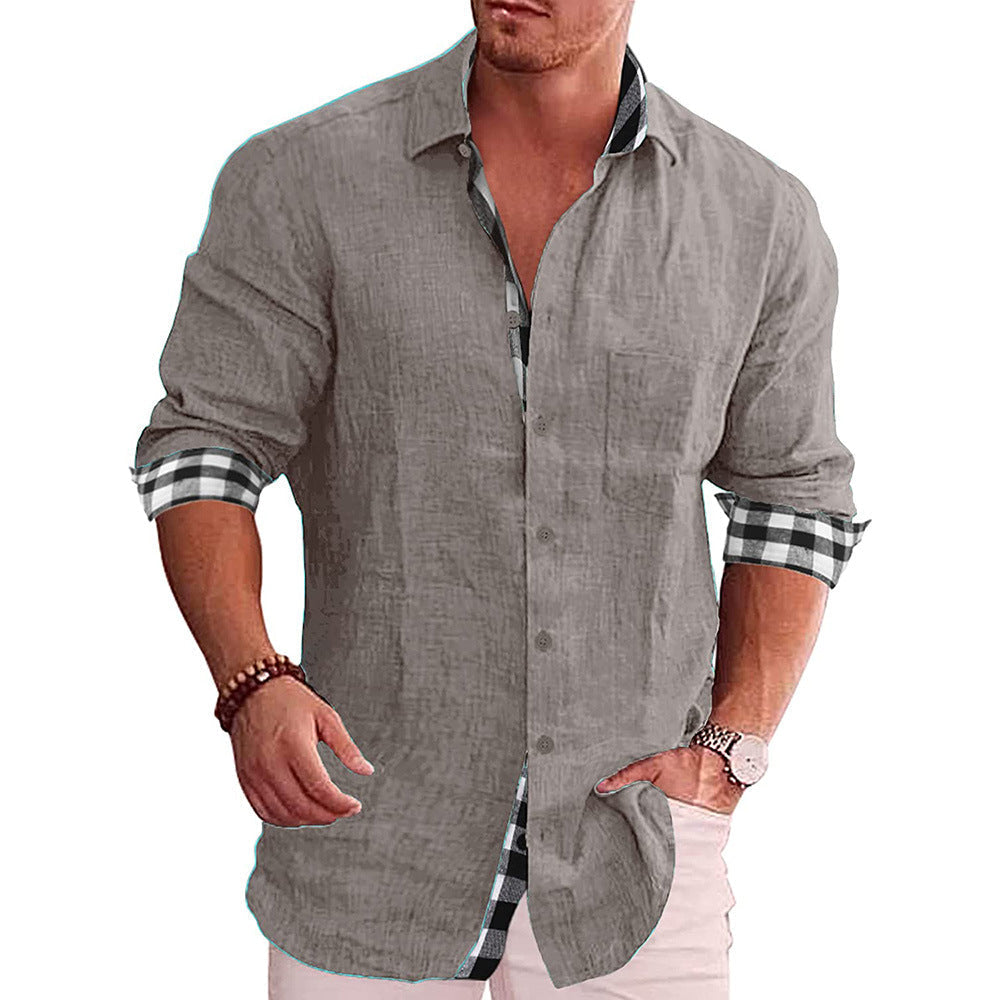 2024 Summer Gentleman Panelklädd Casual Knoppar Pocket Blus