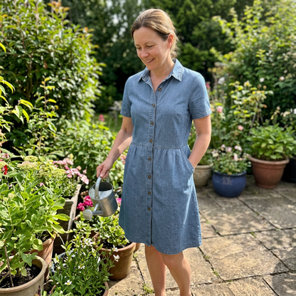 👗👖 Elegant avslappnad denimskjortklänning med fickor