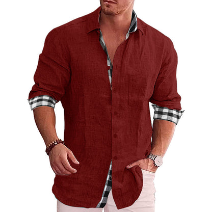 2024 Summer Gentleman Panelklädd Casual Knoppar Pocket Blus