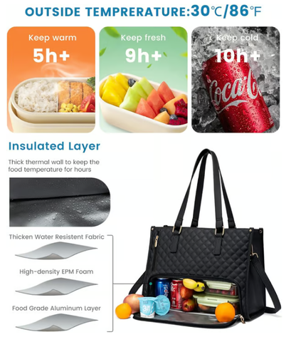 🔥3 i 1 Lunch Tote Bag för kvinnor🎁Bär din dag med stil - varma måltider, säker teknik, inga kompromisser! ✨
