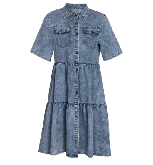 Elegant sommarklänning i denim för damer