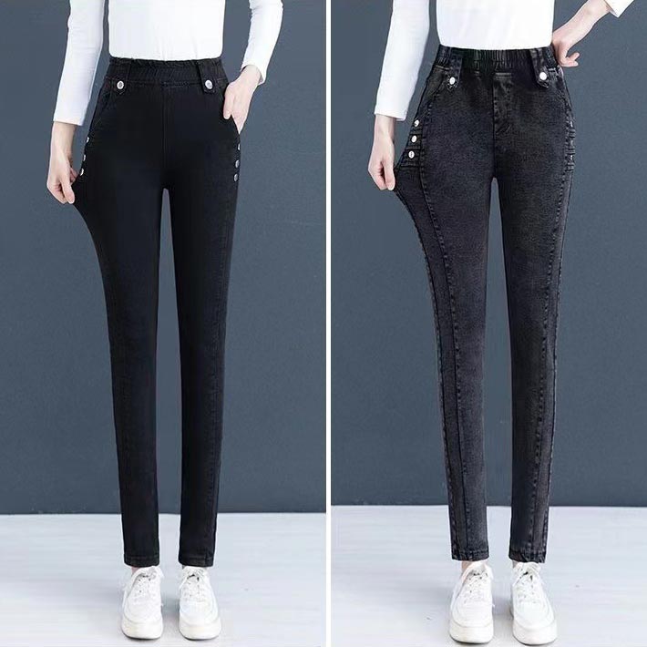 Flexibla, varma, plyschiga skinny jeans för kvinnor