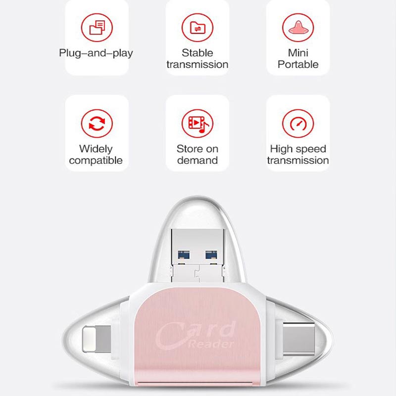 Multi-Port 4 in1 Universal SD TF-kortläsare