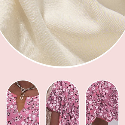 🌸49% rabatt👗- Kvinnors trendiga V-ringade halvärmsblommiga klänning