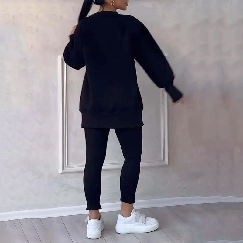 👚 50% RABATT NU! ✨ Avslappnat Set med Sweatshirt och Leggings för Kvinnor - Mjukt och Andas Material för Vardag och Träning 🏃‍♀️💫