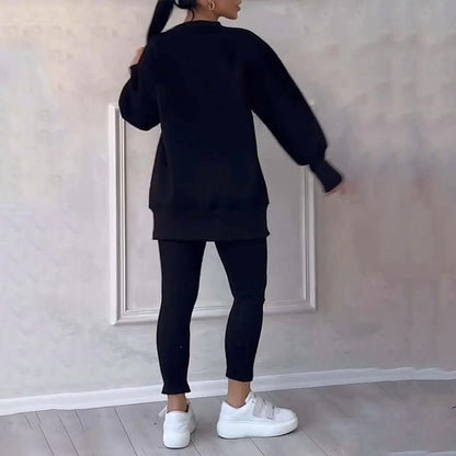 👚 50% RABATT NU! ✨ Avslappnat Set med Sweatshirt och Leggings för Kvinnor - Mjukt och Andas Material för Vardag och Träning 🏃‍♀️💫