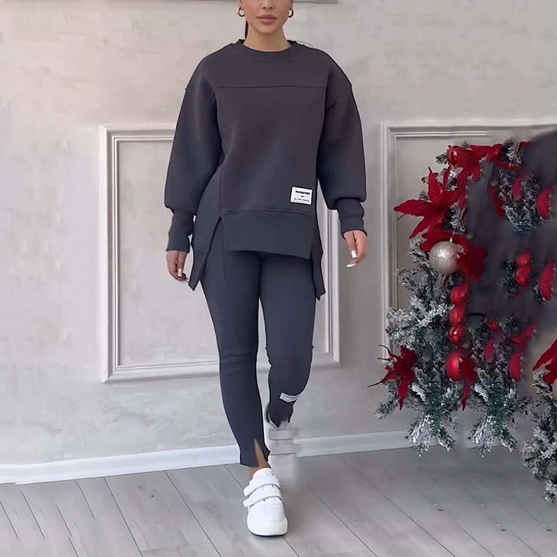 👚 50% RABATT NU! ✨ Avslappnat Set med Sweatshirt och Leggings för Kvinnor - Mjukt och Andas Material för Vardag och Träning 🏃‍♀️💫