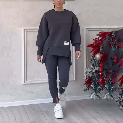 👚 50% RABATT NU! ✨ Avslappnat Set med Sweatshirt och Leggings för Kvinnor - Mjukt och Andas Material för Vardag och Träning 🏃‍♀️💫