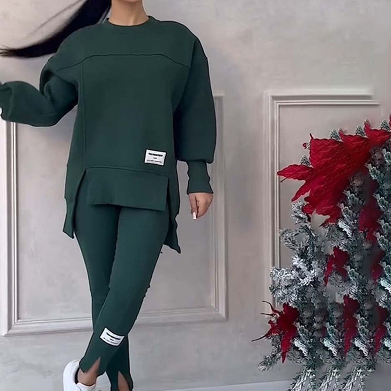 👚 50% RABATT NU! ✨ Avslappnat Set med Sweatshirt och Leggings för Kvinnor - Mjukt och Andas Material för Vardag och Träning 🏃‍♀️💫
