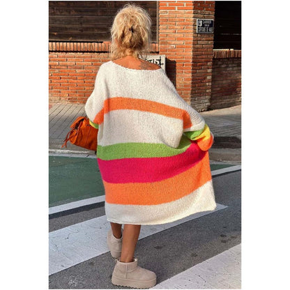 Nu kan du njuta av 50% rabatt🔥Color Block V-Neck Letter Print Sweater Dress