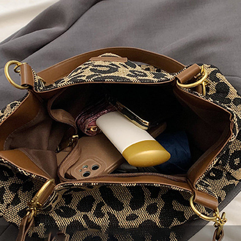 👜 50% RABATT NU! 🐆 Dam Elegant Handväska – Stor Kapacitet, Leopardprint & Mångsidig – Rymlig Tote För Arbete, Pendling & Vardagsliv ✨