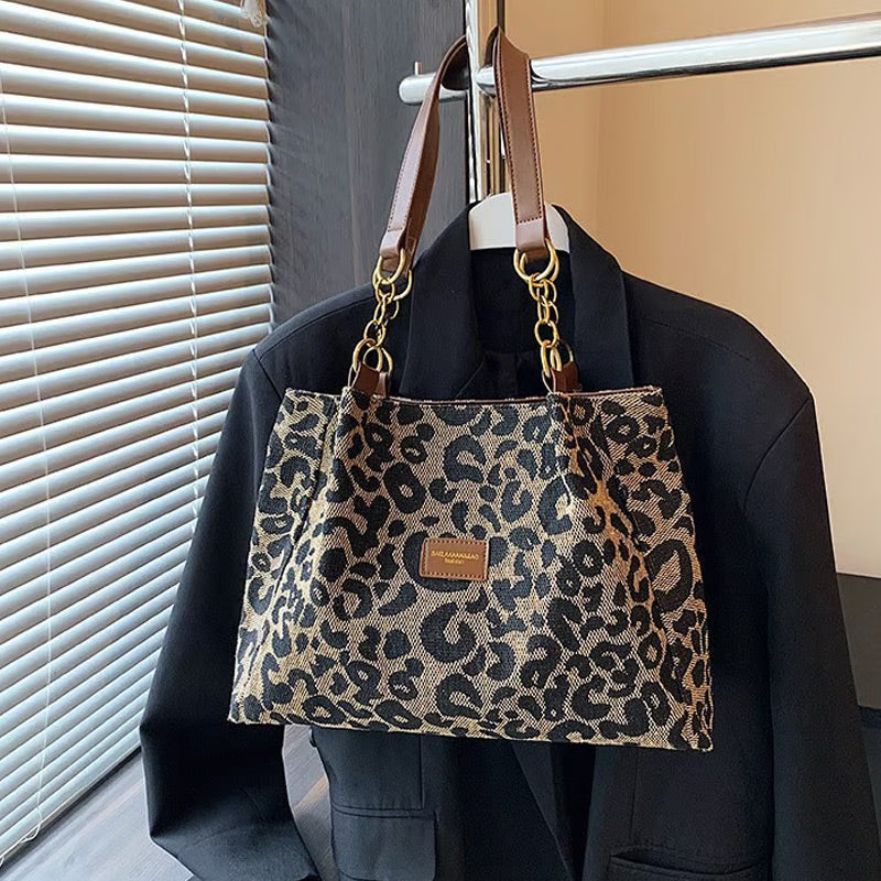 👜 50% RABATT NU! 🐆 Dam Elegant Handväska – Stor Kapacitet, Leopardprint & Mångsidig – Rymlig Tote För Arbete, Pendling & Vardagsliv ✨
