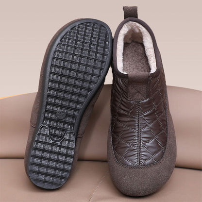 Vintervarma vattentäta halkfria slip-on skor för kvinnor med bomull foder