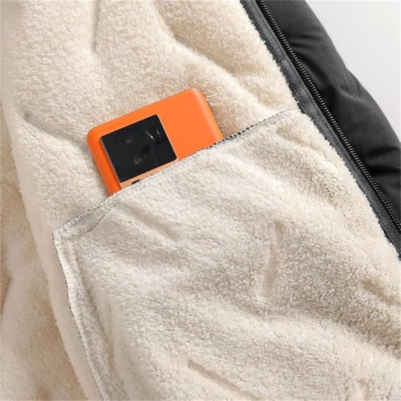 Vinterjacka med huva och dragkedja för män