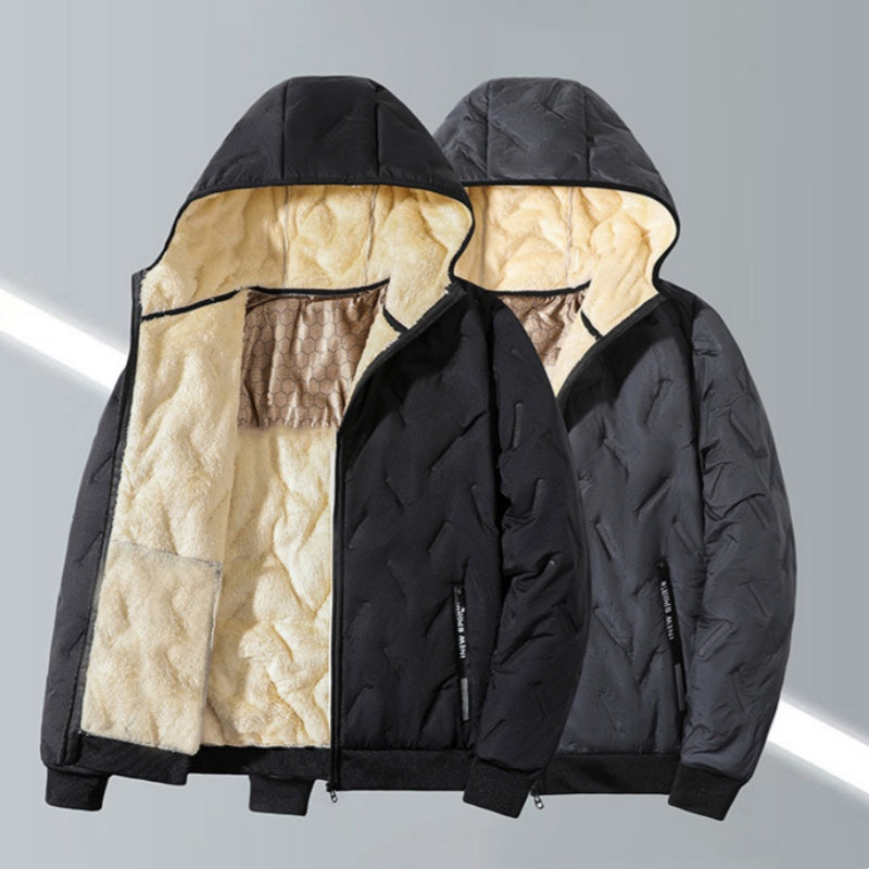 Vinterjacka med huva och dragkedja för män