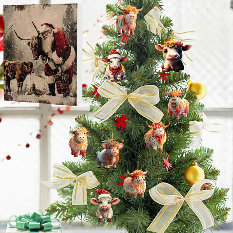 Adventskalender med Highland Cow-design