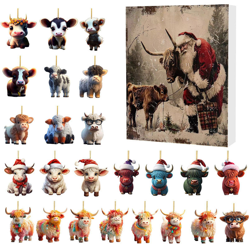 Adventskalender med Highland Cow-design