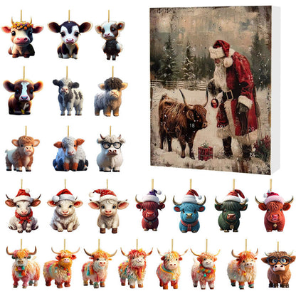 Adventskalender med Highland Cow-design