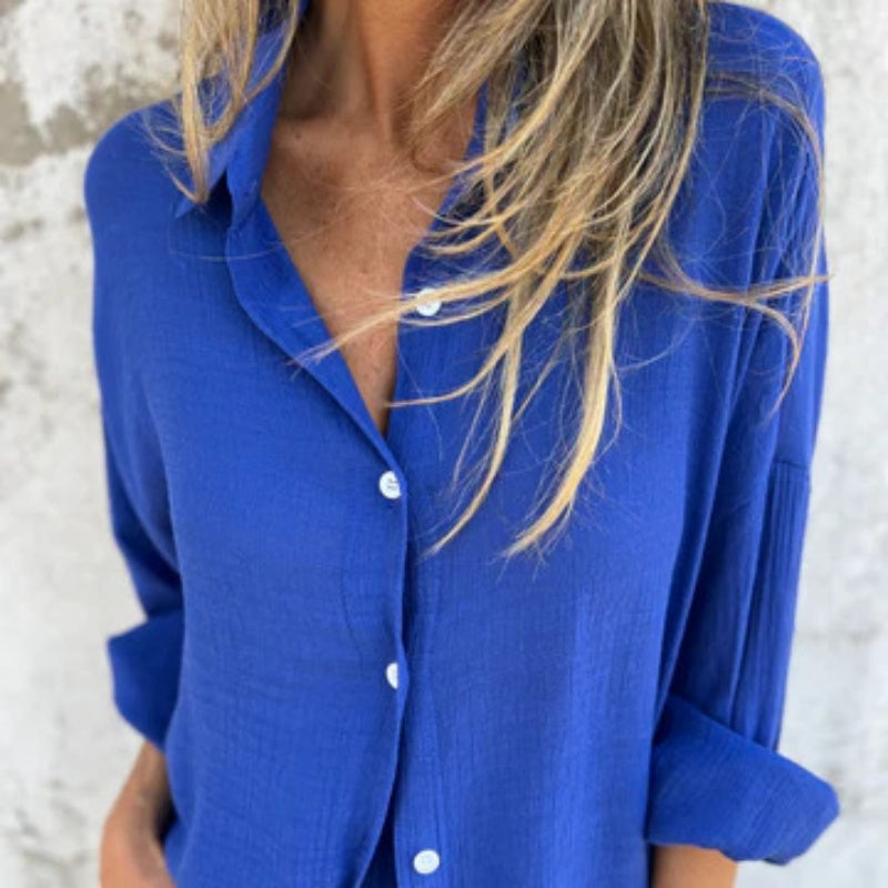 🎉Tvådelat set med långärmad skjorta och shorts för kvinnor