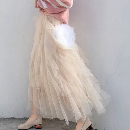 ❤️Elegant, oregelbunden, lagrad långkjol med volanger för kvinnor