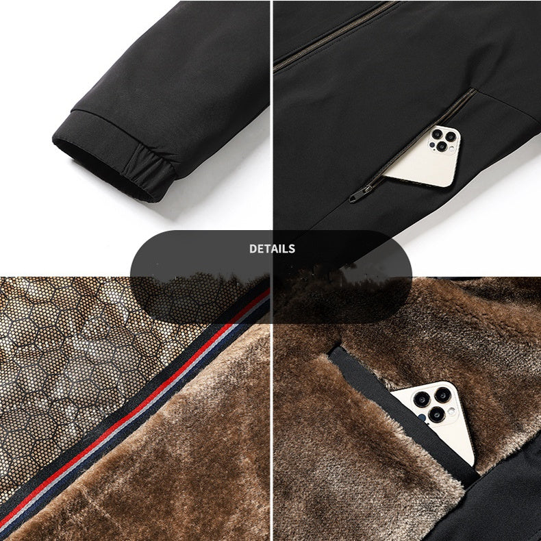 Arbetsjacka med varm ståkrage och hel dragkedja för män