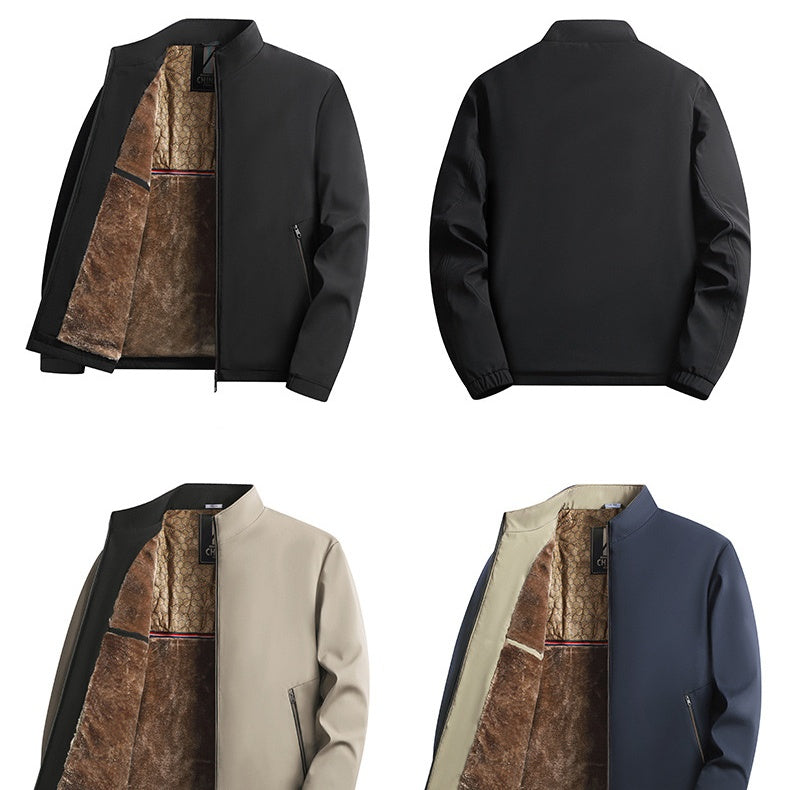 Arbetsjacka med varm ståkrage och hel dragkedja för män