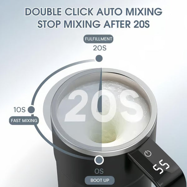 Uppladdningsbar, automatisk magnetisk kaffekopp med omrörningsfunktion