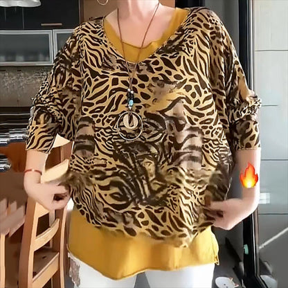 💕Leopardmönstrade Fake Two damtröjor