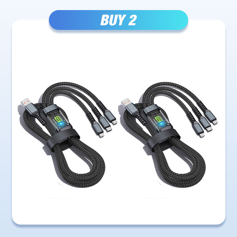 Genomskinligt Ljusemittande 3-i-1 Super Snabb Laddningskabel