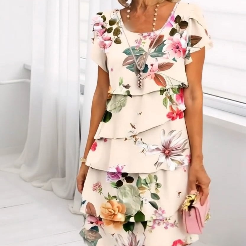 🔥🎁Nyhet 50 % RABATT🔥Kaskadklänning med blommönster och flera växter
