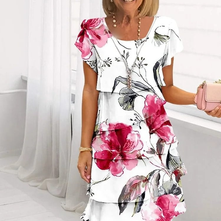 🔥🎁Nyhet 50 % RABATT🔥Kaskadklänning med blommönster och flera växter