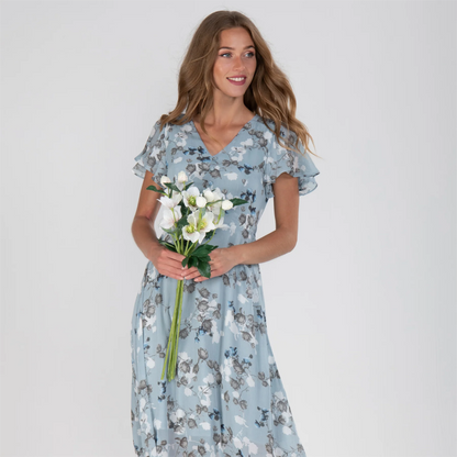👗🌸 Kortärmad blommig maxiklänning
